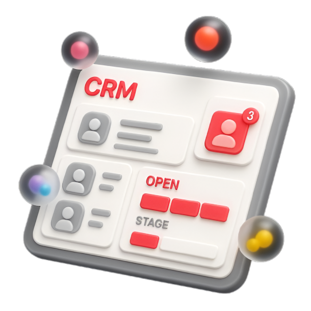 Interfaz de CRM con gestión de clientes y pipeline de ventas personalizada