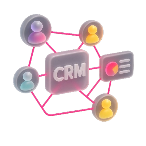 Red de contactos conectados a un CRM personalizado con análisis de datos